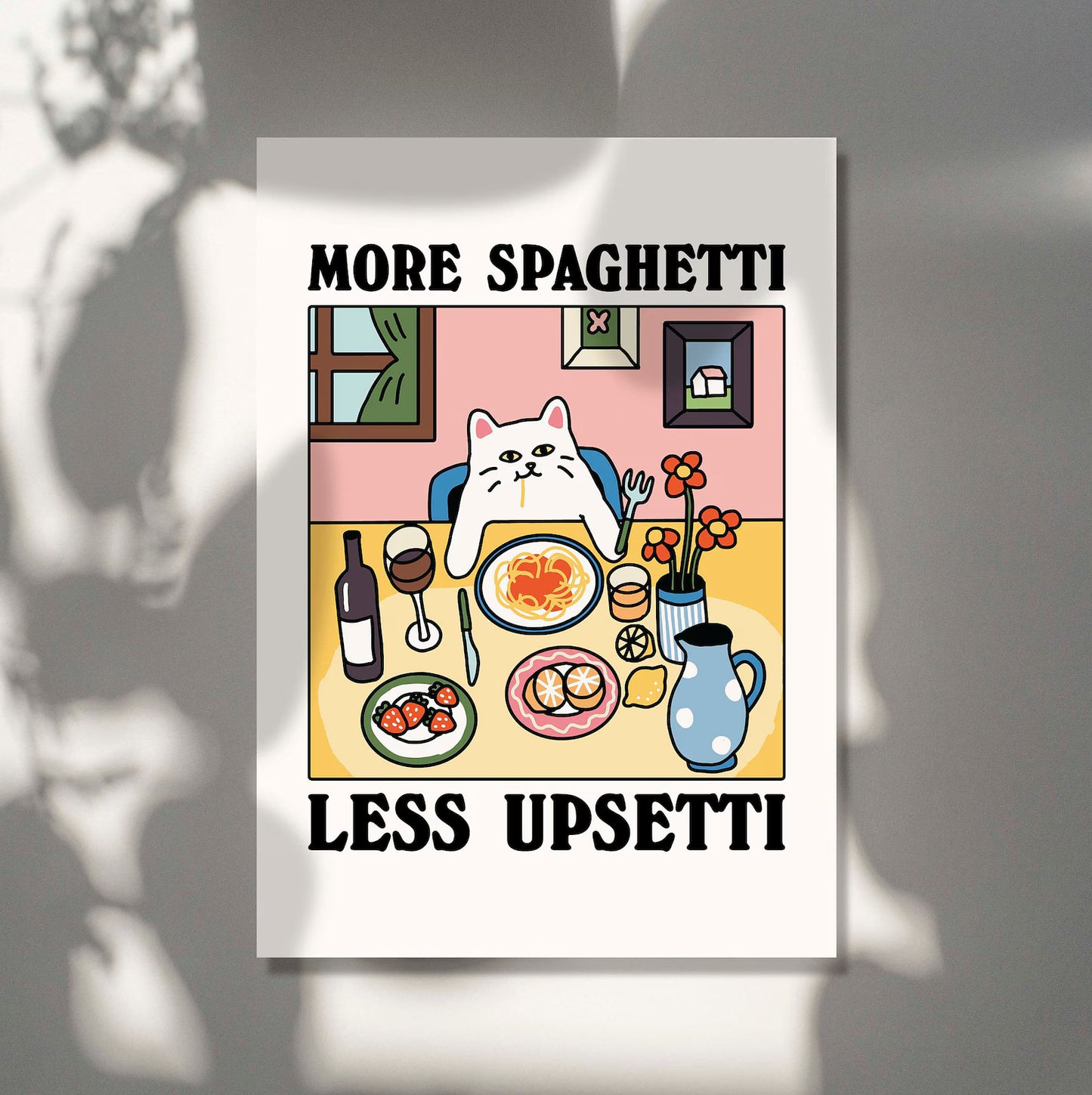 More Spaghetti Less Regretti Cat Print