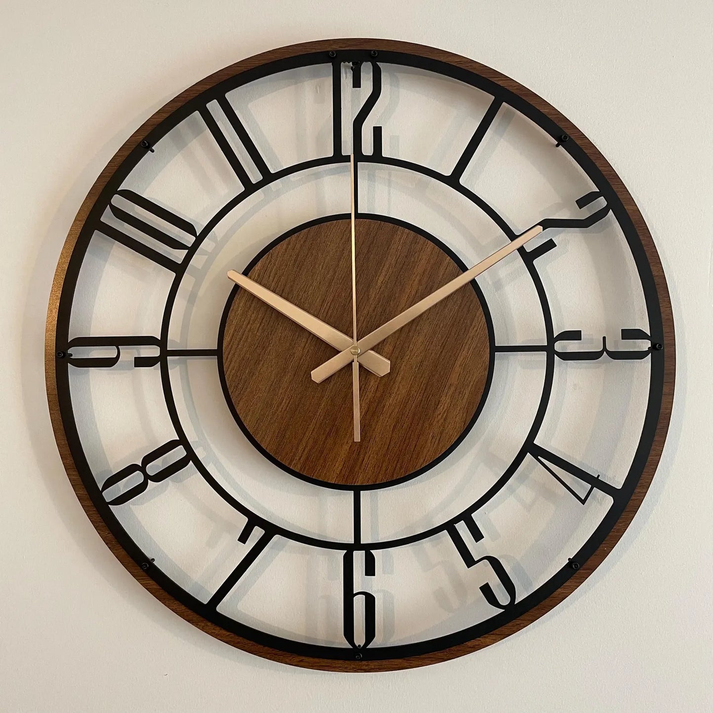 Large Wooden Metal Wall Clock