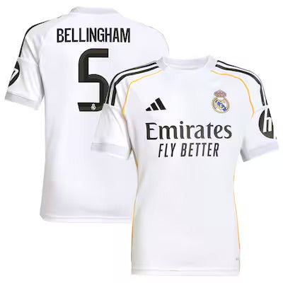 Real Madrid 2025/26 Bellingham 5 Home Player Jersey