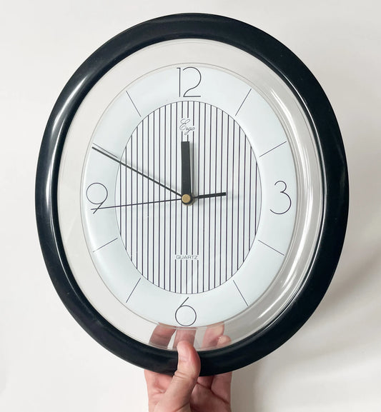 1990s Pink Art Deco Revival Bulova Wall Clock