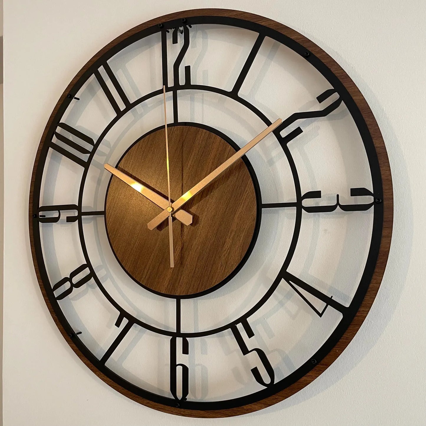Large Wooden Metal Wall Clock